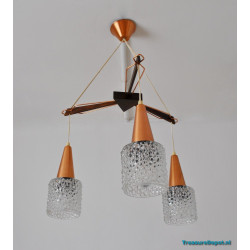 Teak, copper and glass lamp